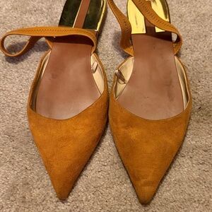 Zara Mustard Pointed-Toe Mules